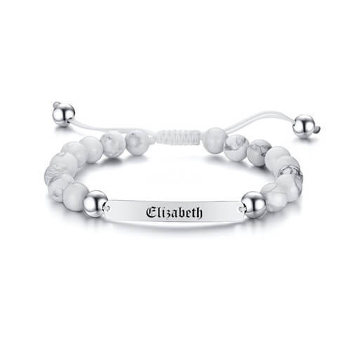 Personalised white turquoise jewellery wholesale makers custom name engraved bar cuff bracelets manufacturers websites